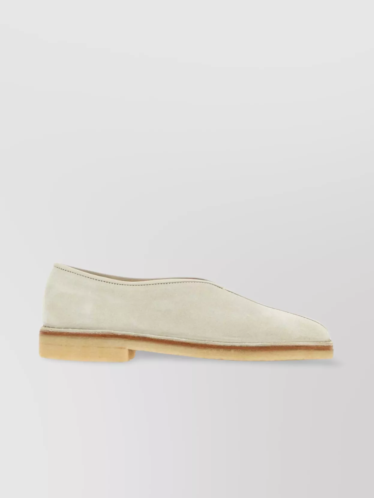 Shop Lemaire Rounded Toe Suede Lace-up Slip-ons In Beige