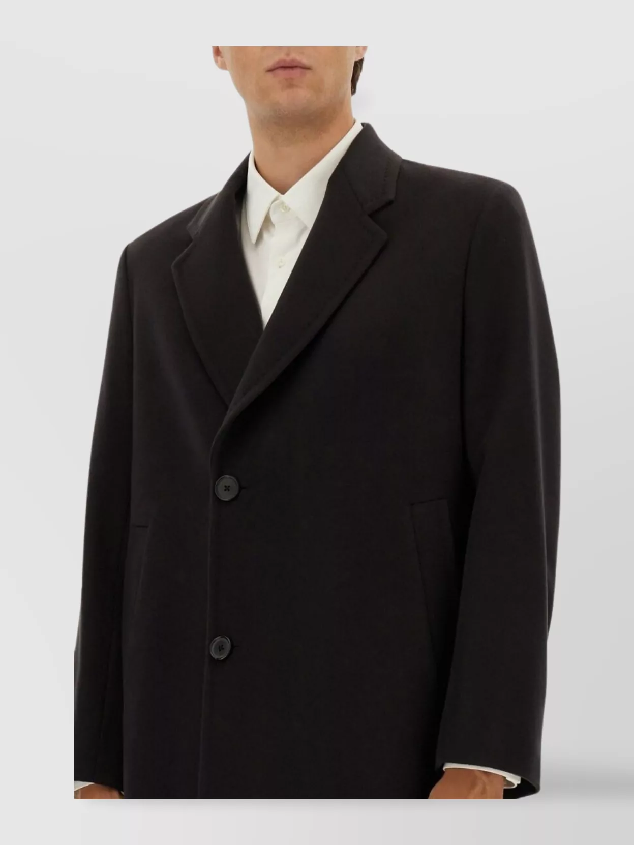 Paul Smith Long Notched Lapel Single Breasted Coat In Black