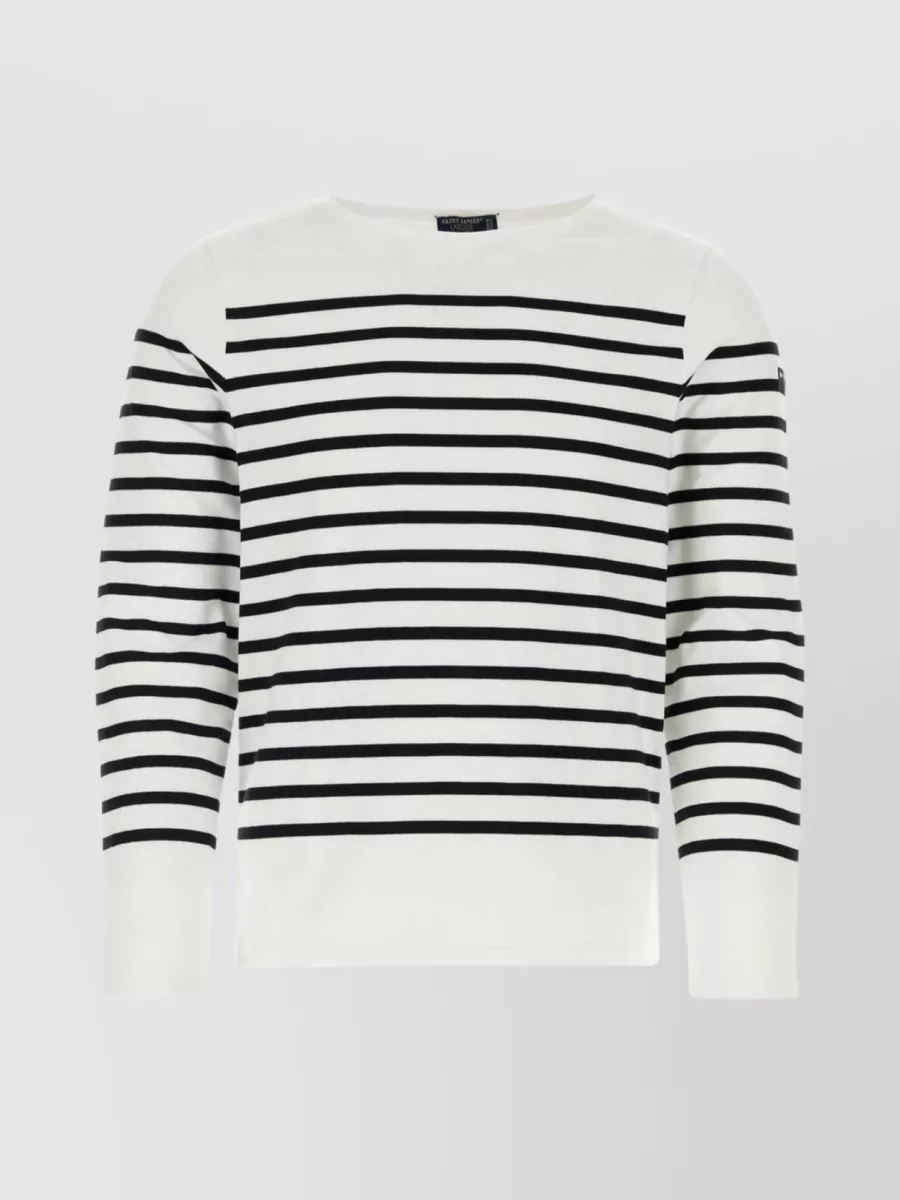 Shop Saint James Striped Embroidered Cotton Sailor T-shirt In White