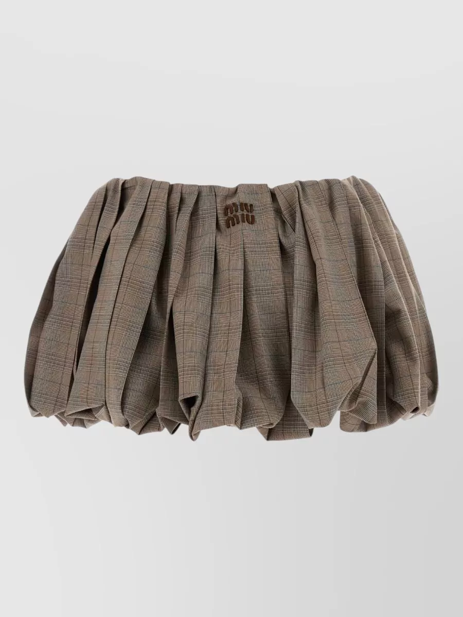 Miu Miu Virgin wool embroidered pleated mini skirt