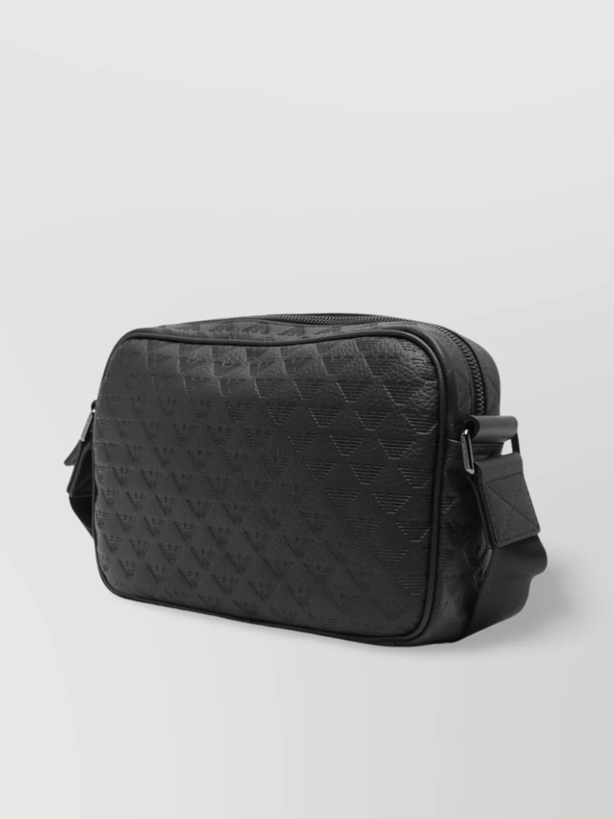 Emporio Armani Logo-Jacquard Leather Crossbody Bag With Debossed Print