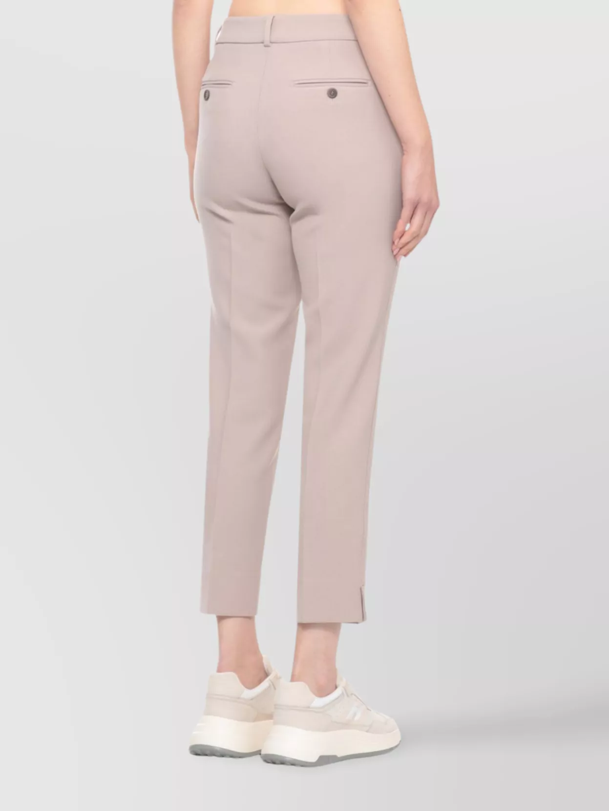 Peserico Women's Cropped Trousers Leather Detail