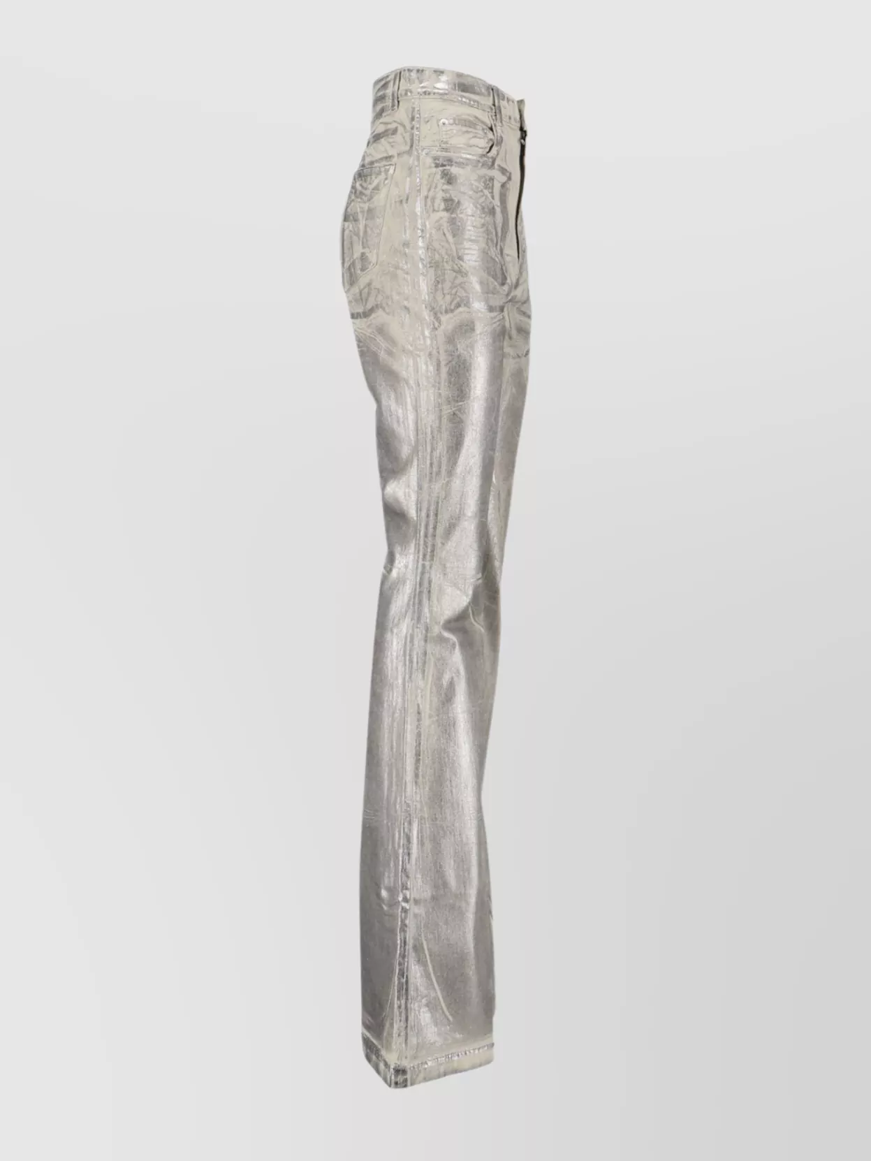 Rick Owens Drkshdw Straight Trousers Flared Metallic Finish In Neutral