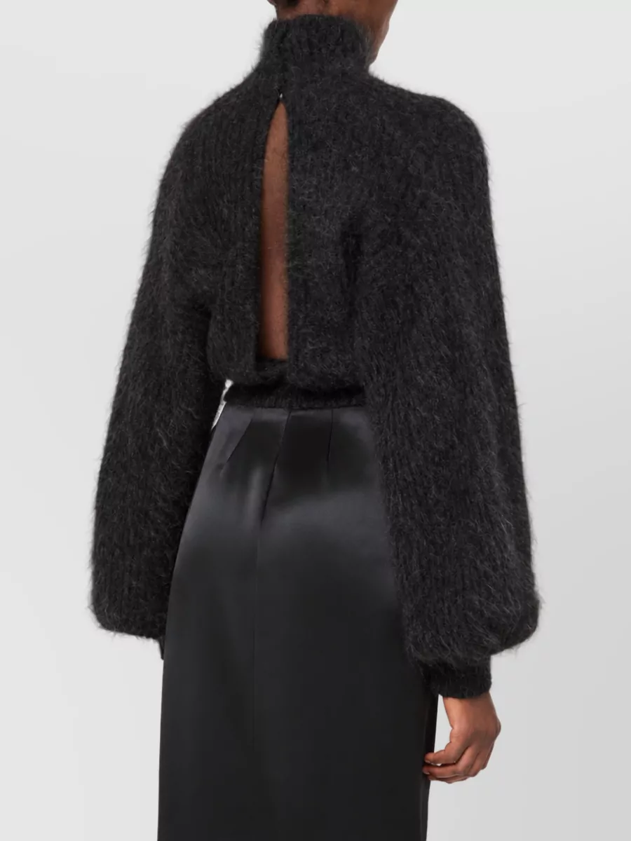 Max Mara Mohair-Blend English-Rib Cutout Cropped Knit Top