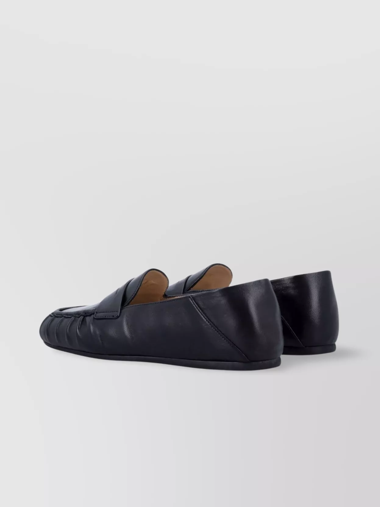 Stuart Weitzman Almond Toe Leather Loafer With Textured Detailing