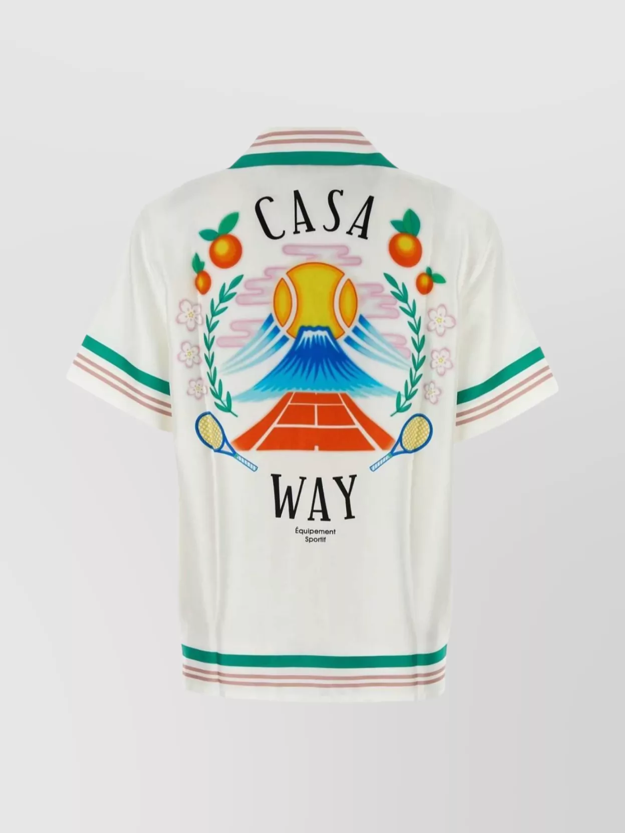 Casablanca Mens Tbc Cuban-collar Graphic-pattern Silk Shirt In White