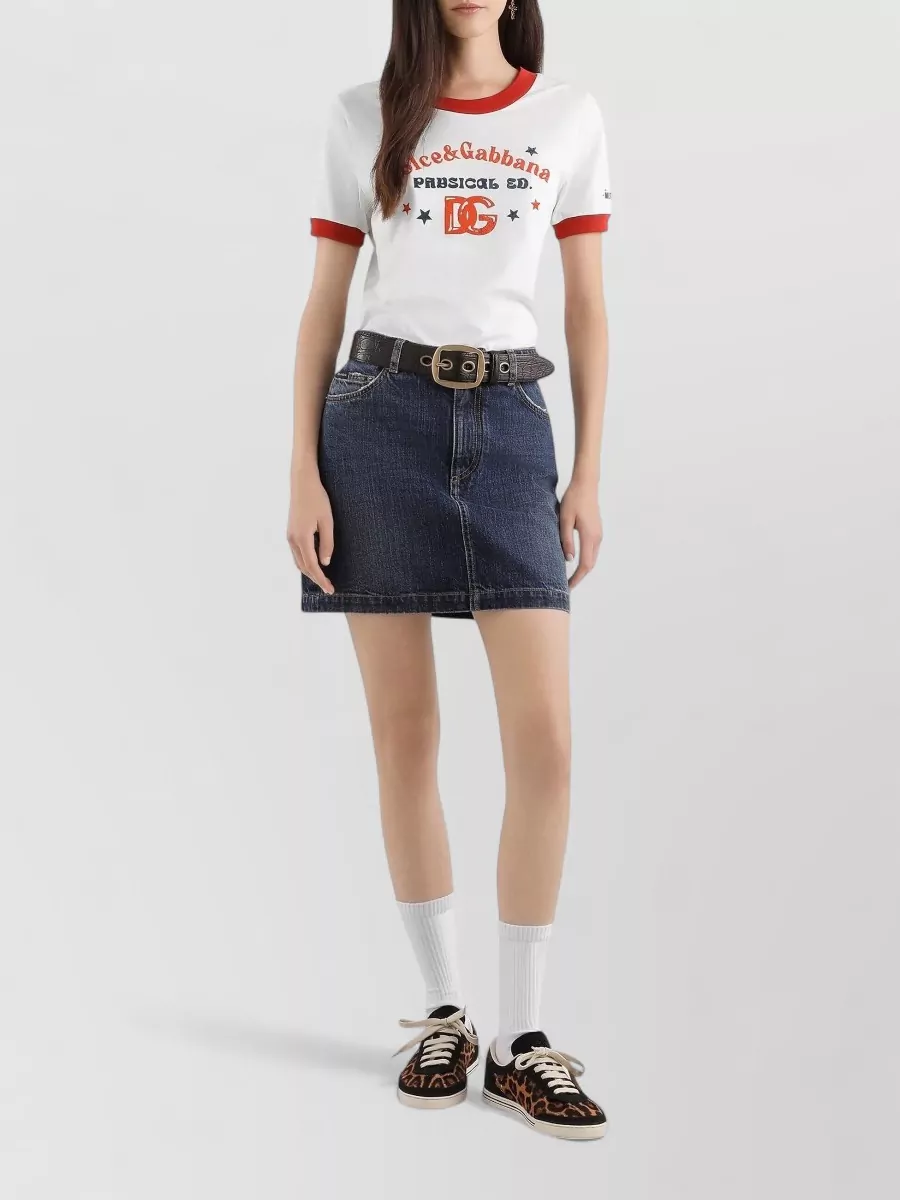 Dolce&Gabbana Ribbed Trim Printed Jersey T-Shirt