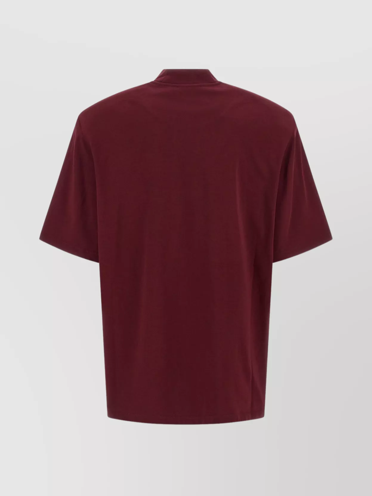 Attico Crewneck Mock Neck Logo Embroidered Top In Burgundy