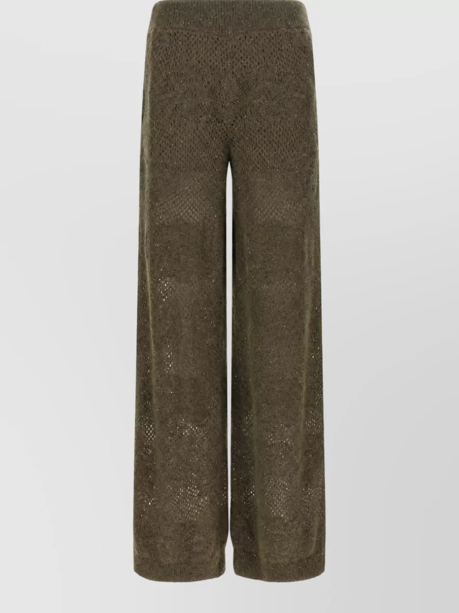 Brunello Cucinelli Mohair wool wide-leg lace trousers
