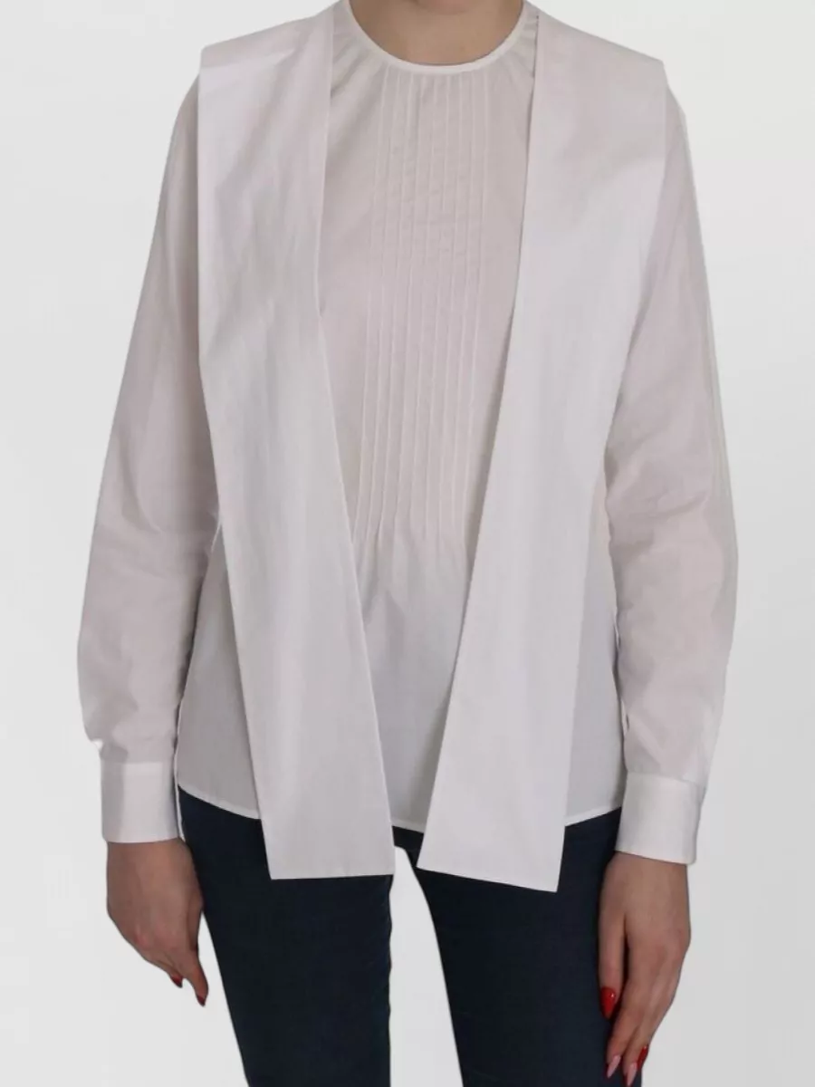 Dsquared2 cotton pleated long-sleeve crew-neck blouse