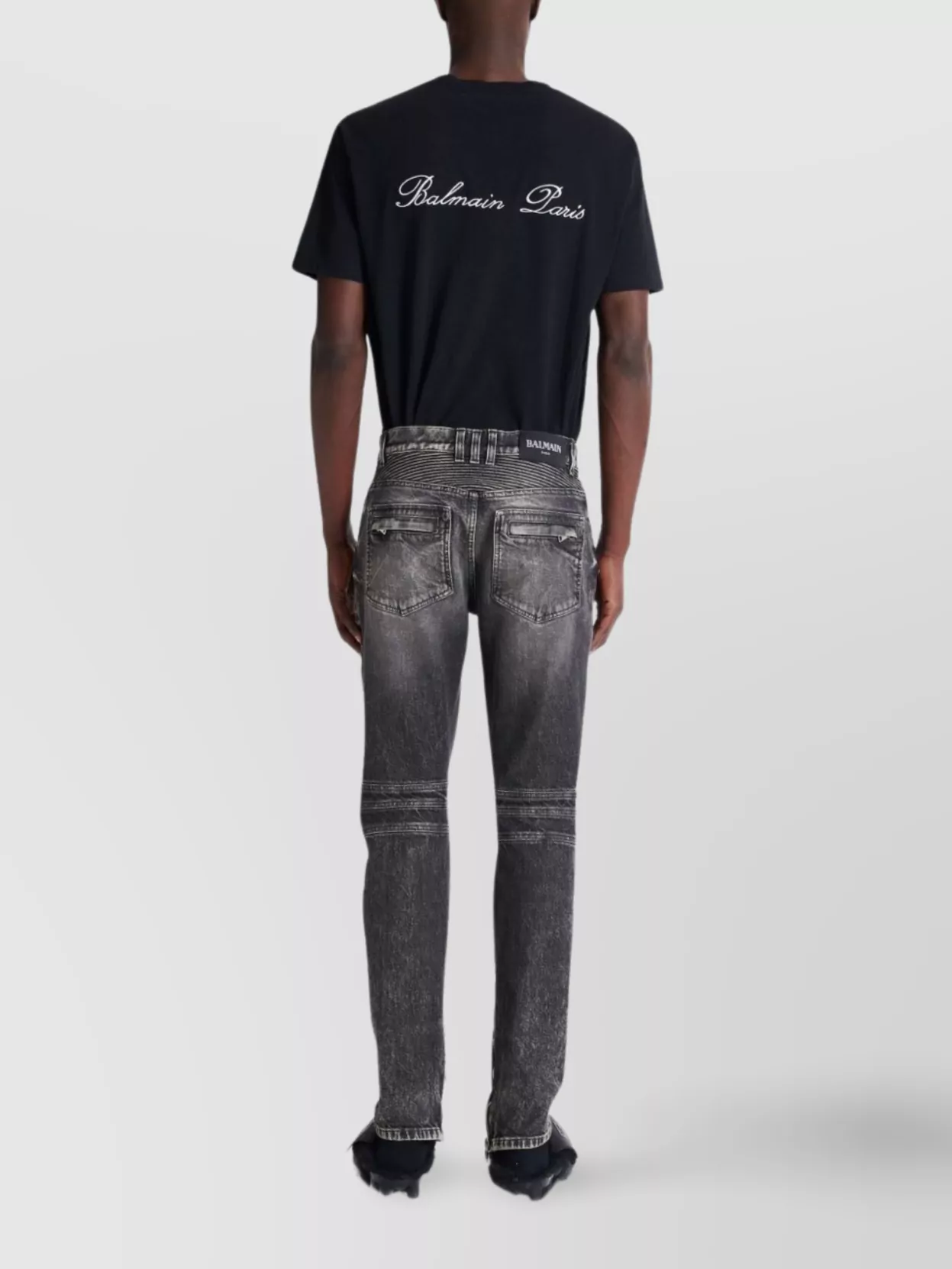 Balmain Straight Trousers With Distressed Finish And Zip Pockets In Gray
