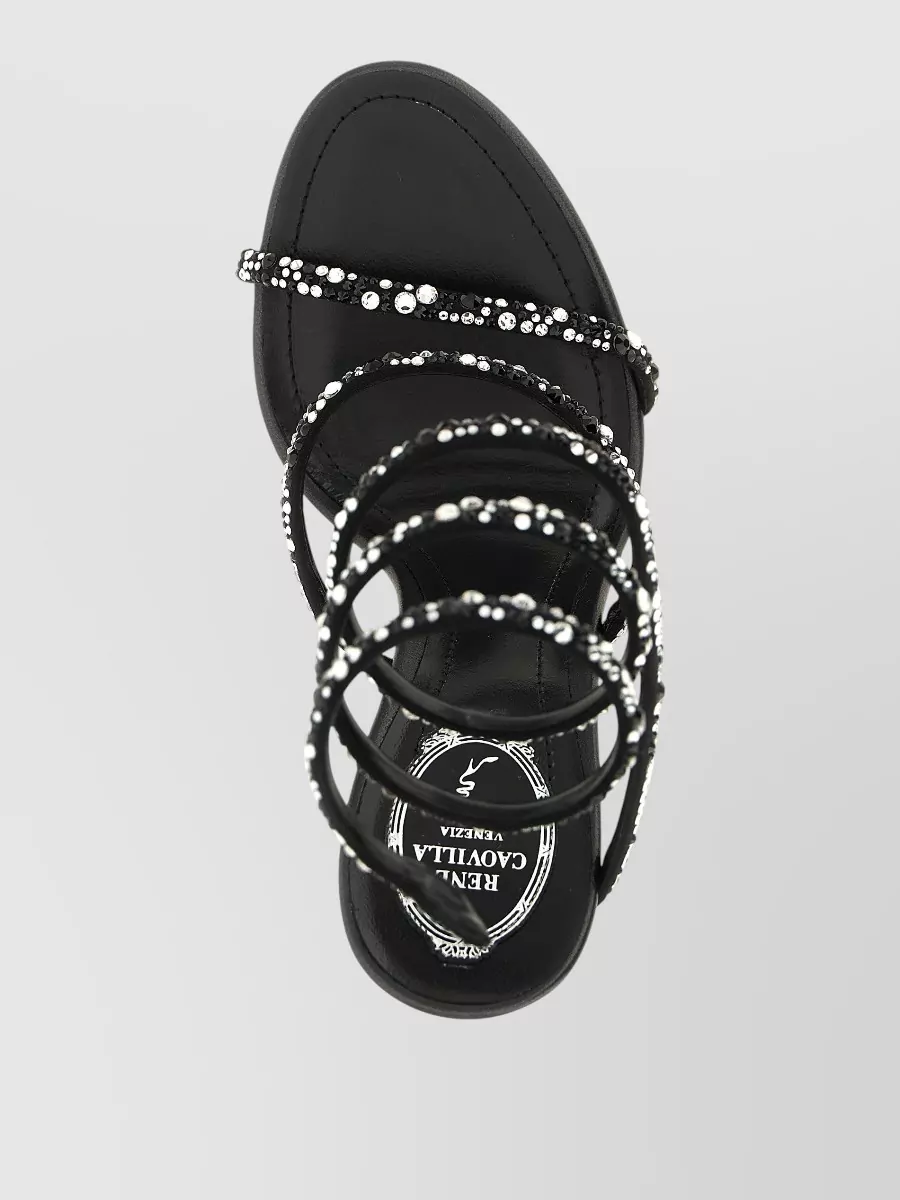 Rene Caovilla Silk Cleo Crystal-Embellished Sandals