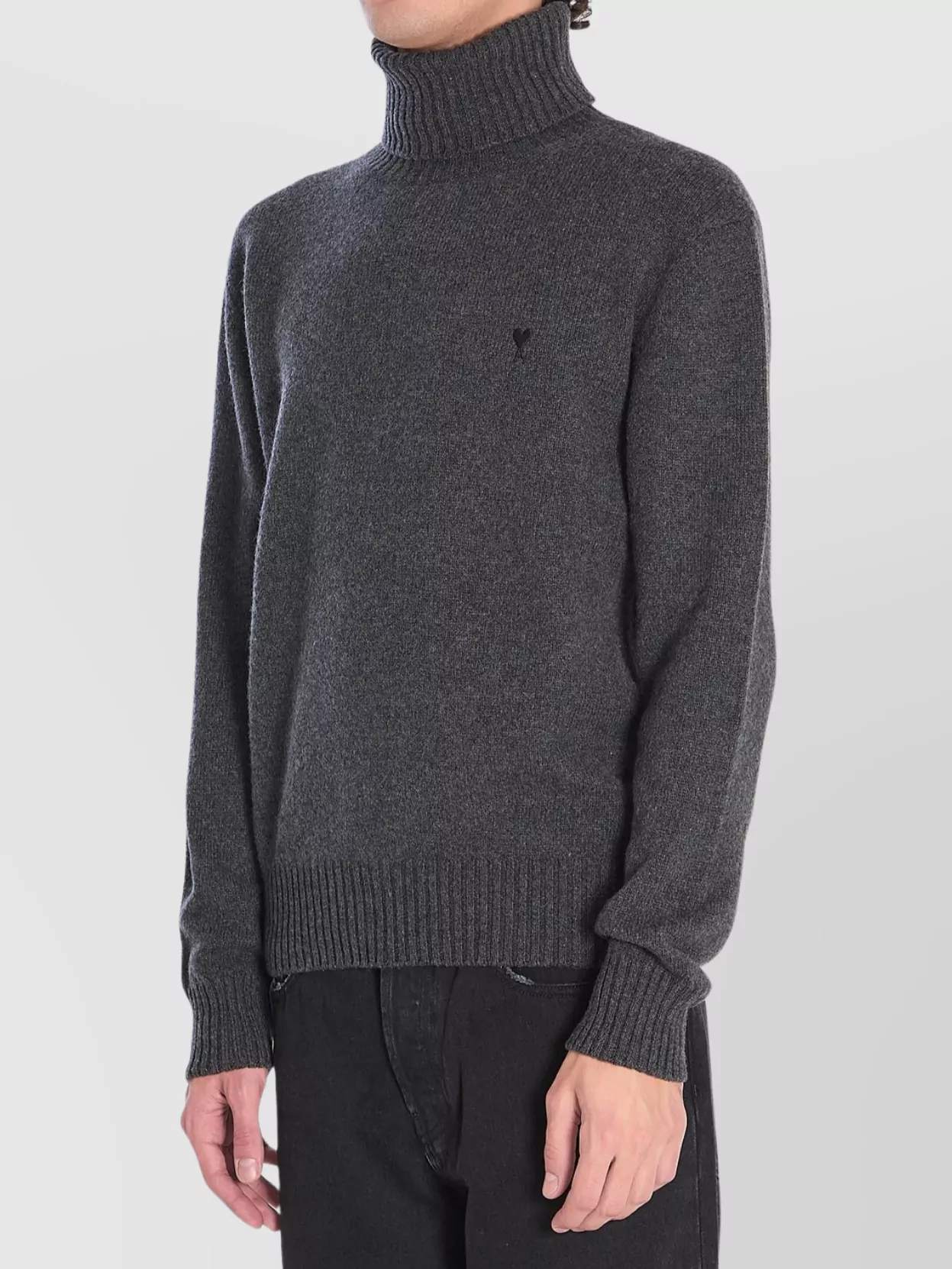 Ami Alexandre Mattiussi Ami Paris Charcoal Cashmere Blend Sweater In Gray