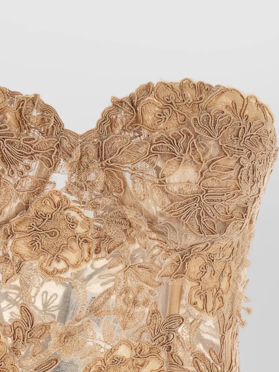 Ermanno Scervino Silk Lace Cropped Bustier Top