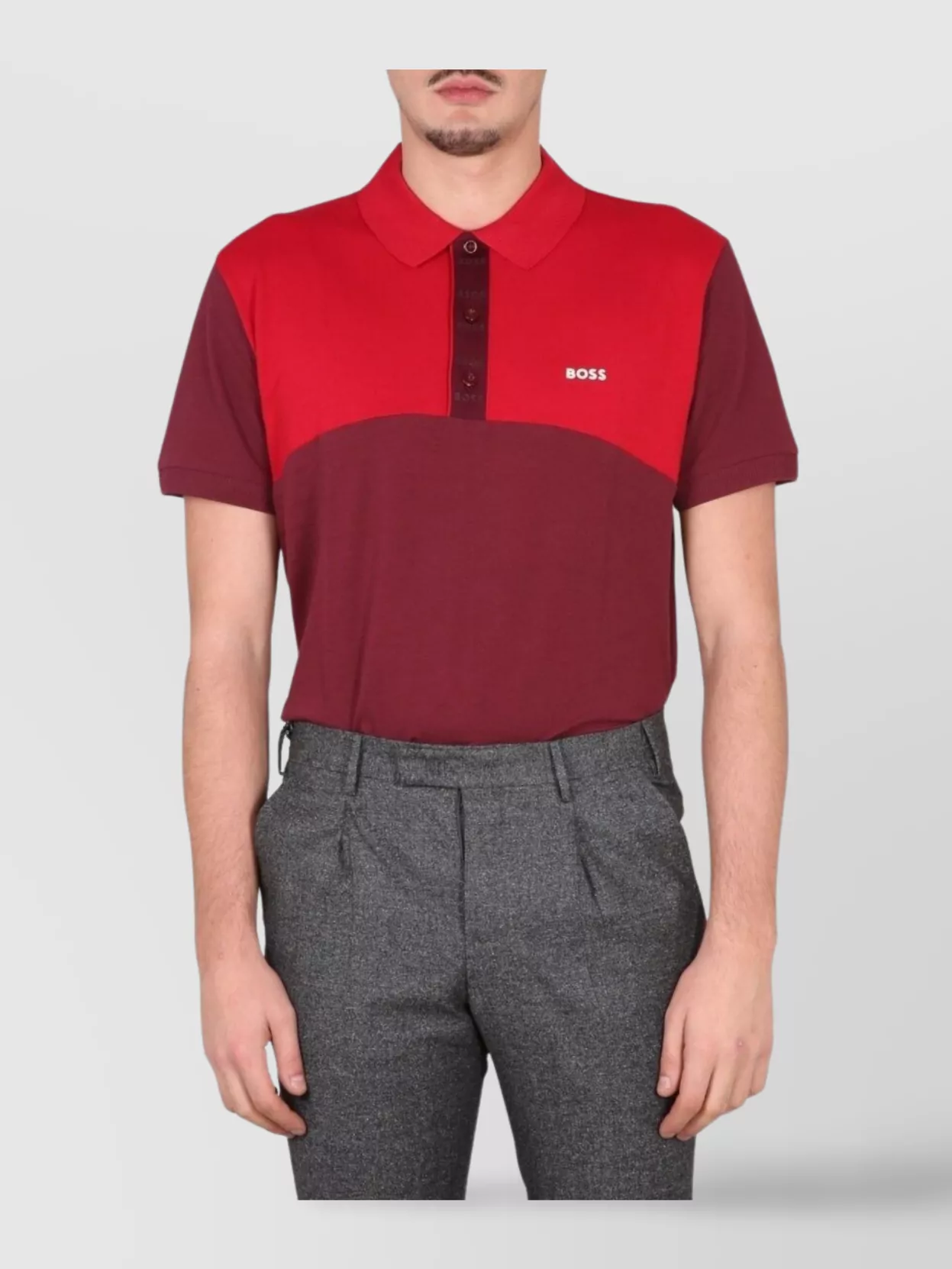 Boss Logo Polo Shirt With Ribbed Collar