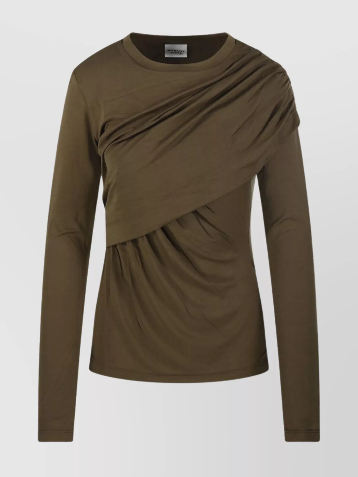 Isabel Marant Étoile Asymmetric Long Sleeve Draped T-shirt In Brown