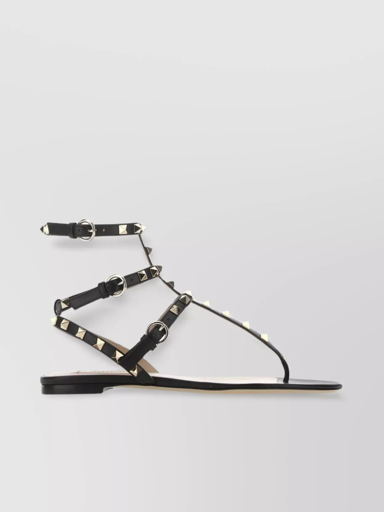Shop Valentino Leather Studded Strappy Sandals