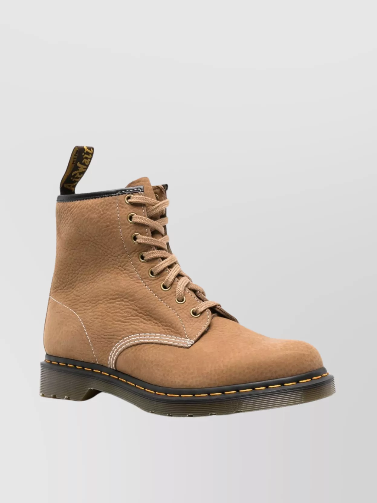 Dr. Martens' Stitched Boots With Suede Backstrap And Airwair Loop In Brown