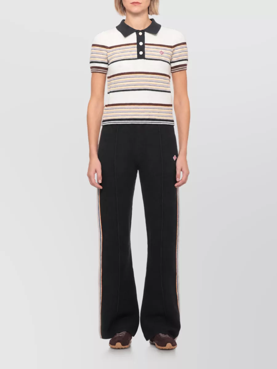 Casablanca Striped Short-Sleeve Polo Shirt