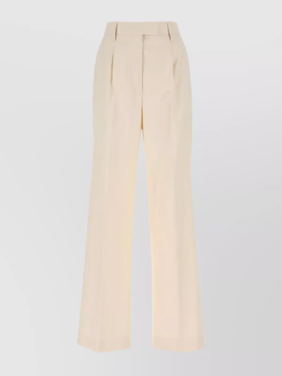 Shop Prada Cotton Wide-leg Trousers With Waist Belt Loops In Pastel