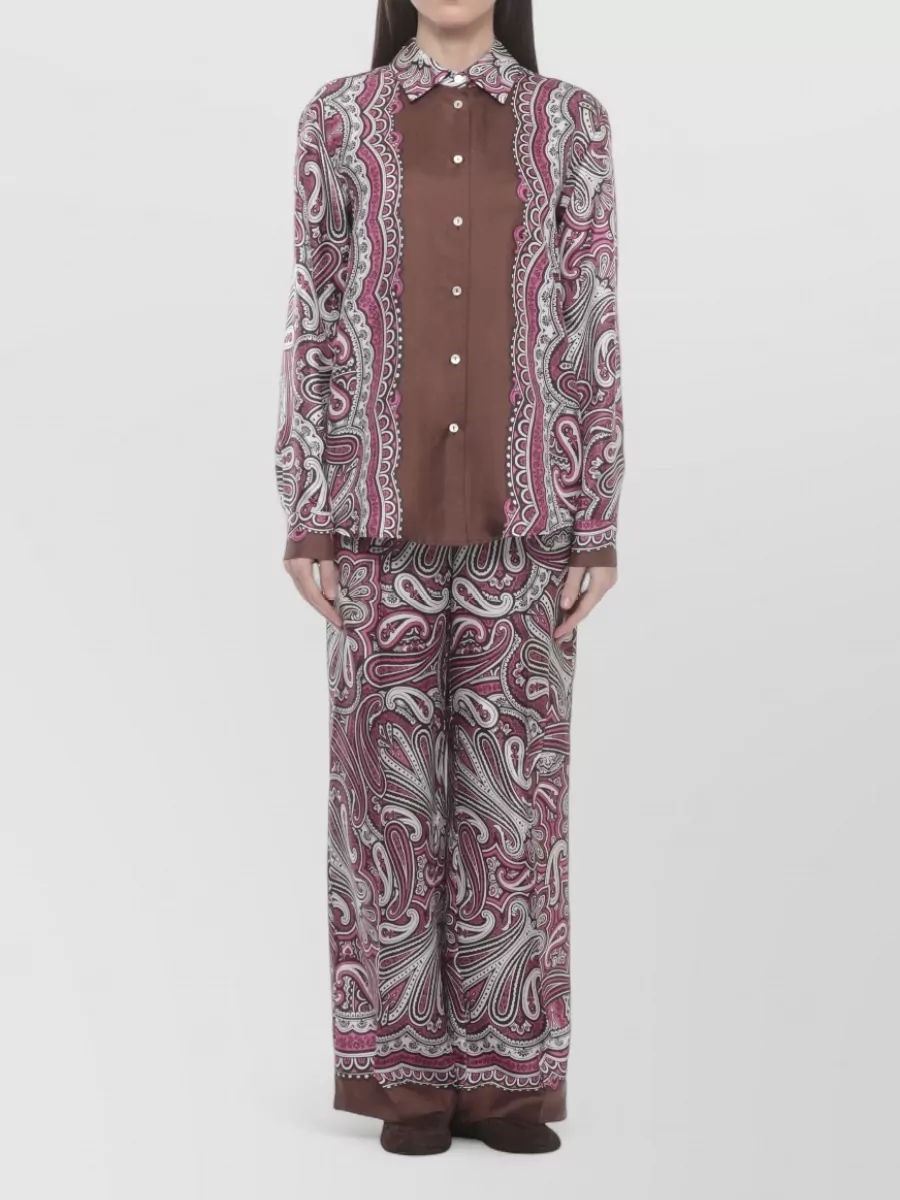Parosh Silk Paisley-Print Long-Sleeve Shirt