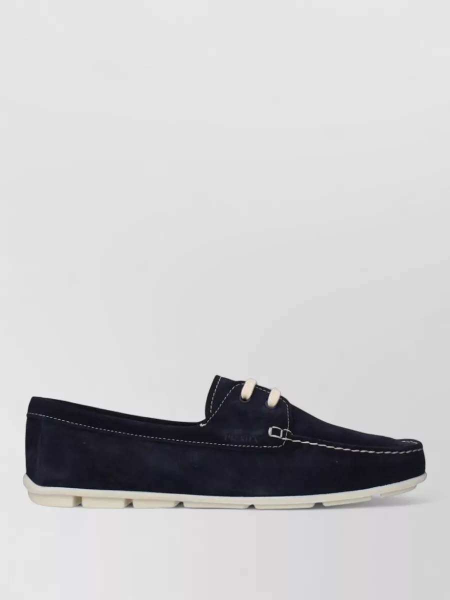 Prada Suede Leather Slip-On Loafers