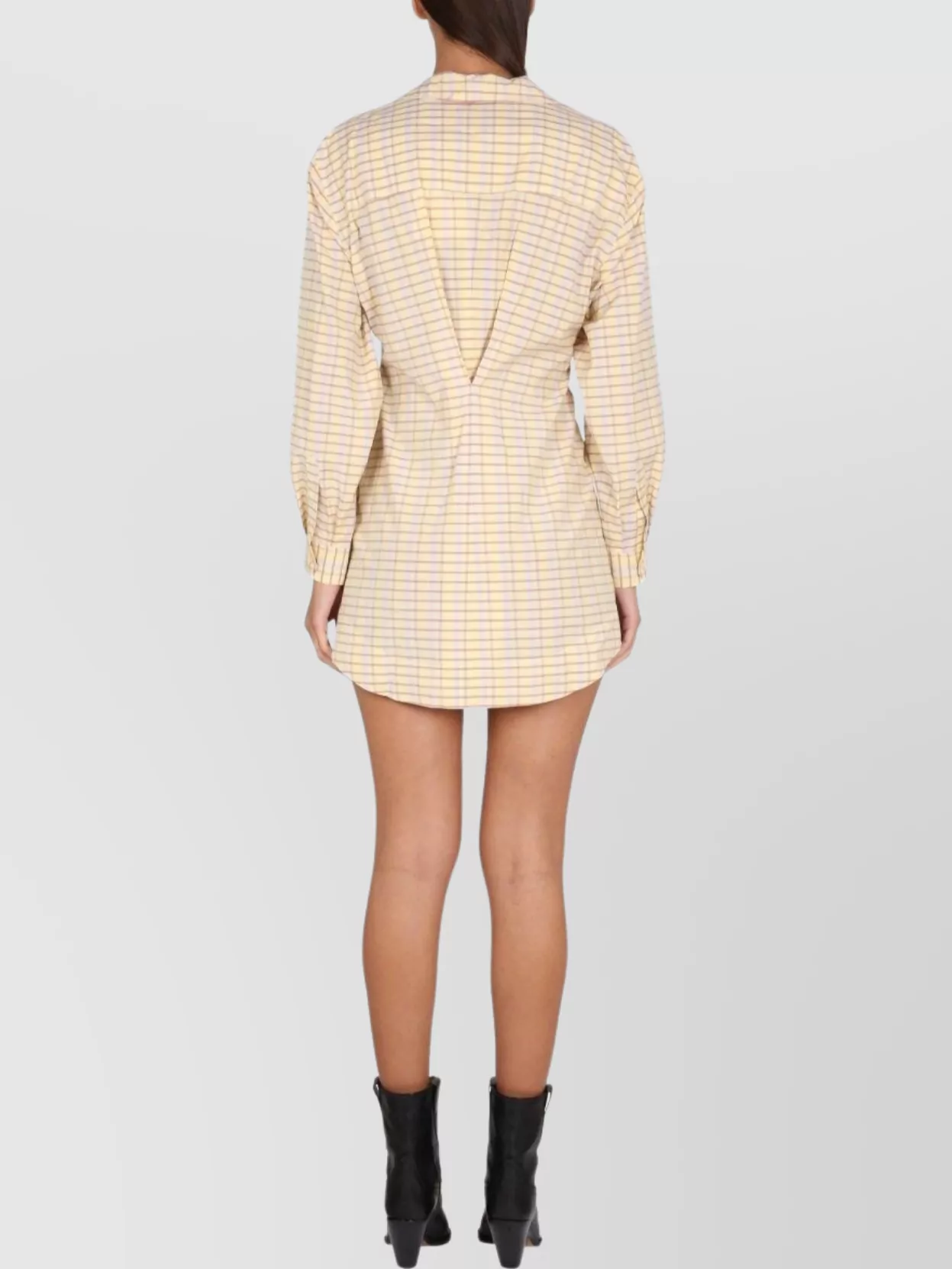 Isabel Marant Ruffled Collar Checked Dress With Long Cuffed Sleeves