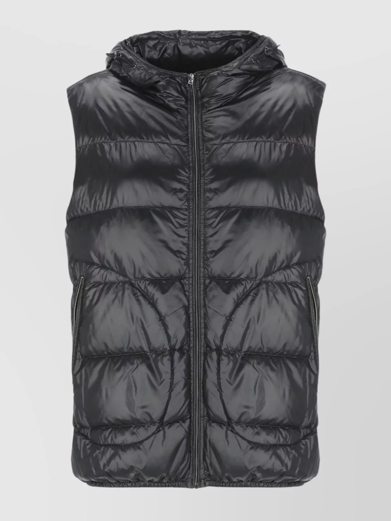 Herno Quilted Hooded Sleeveless Jacket In Black