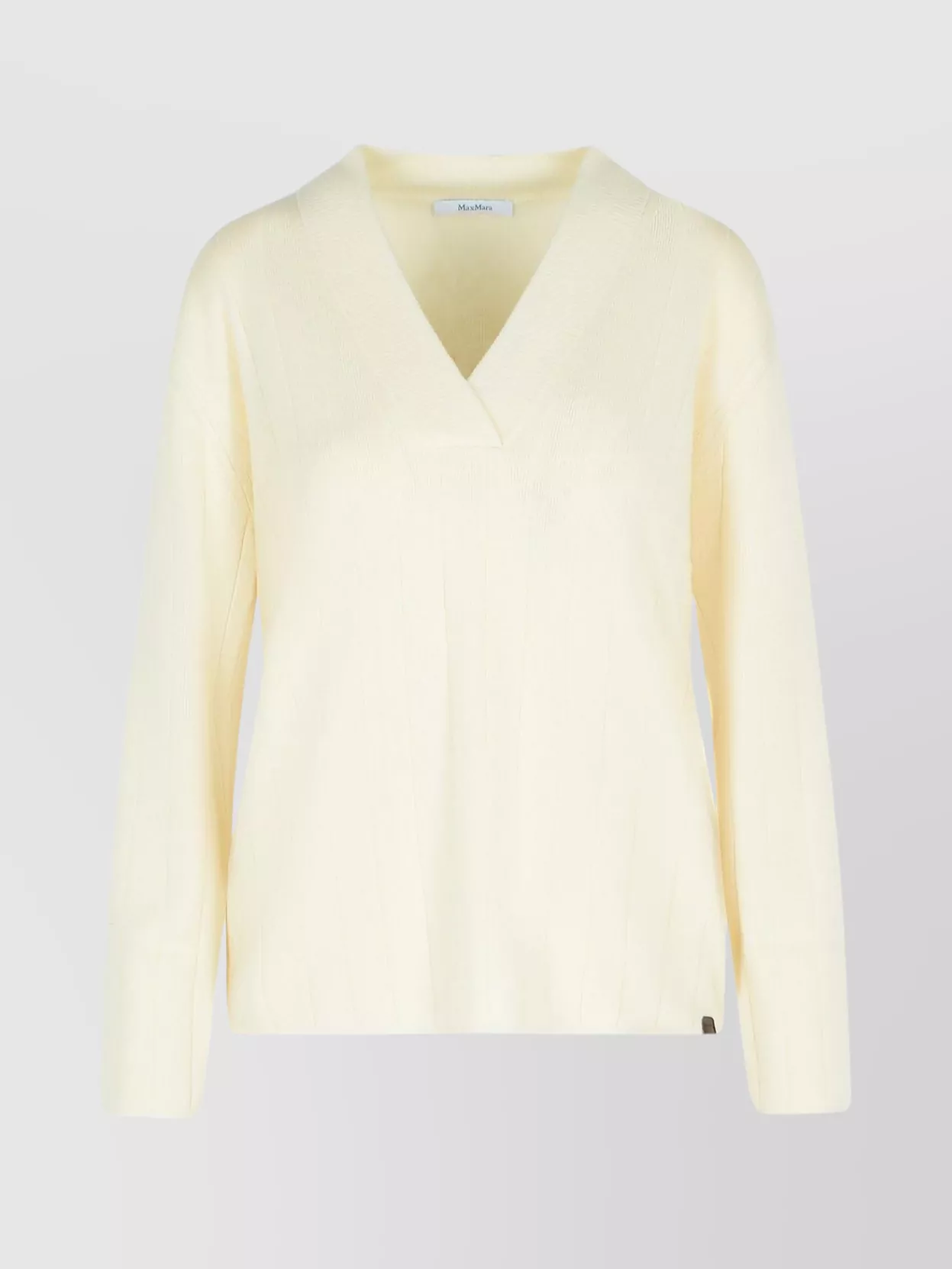 Max Mara Cashmere Yarn V-neck Sweater Long Sleeves In Black