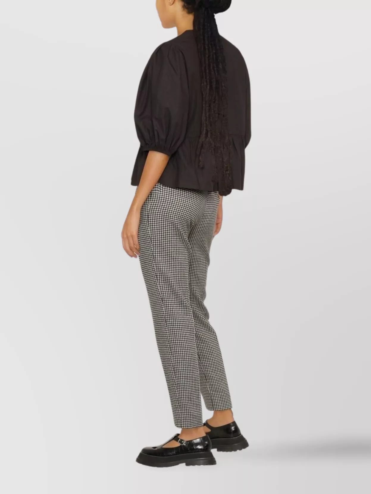 Ganni Cotton Peplum Top With Bow And Flounces