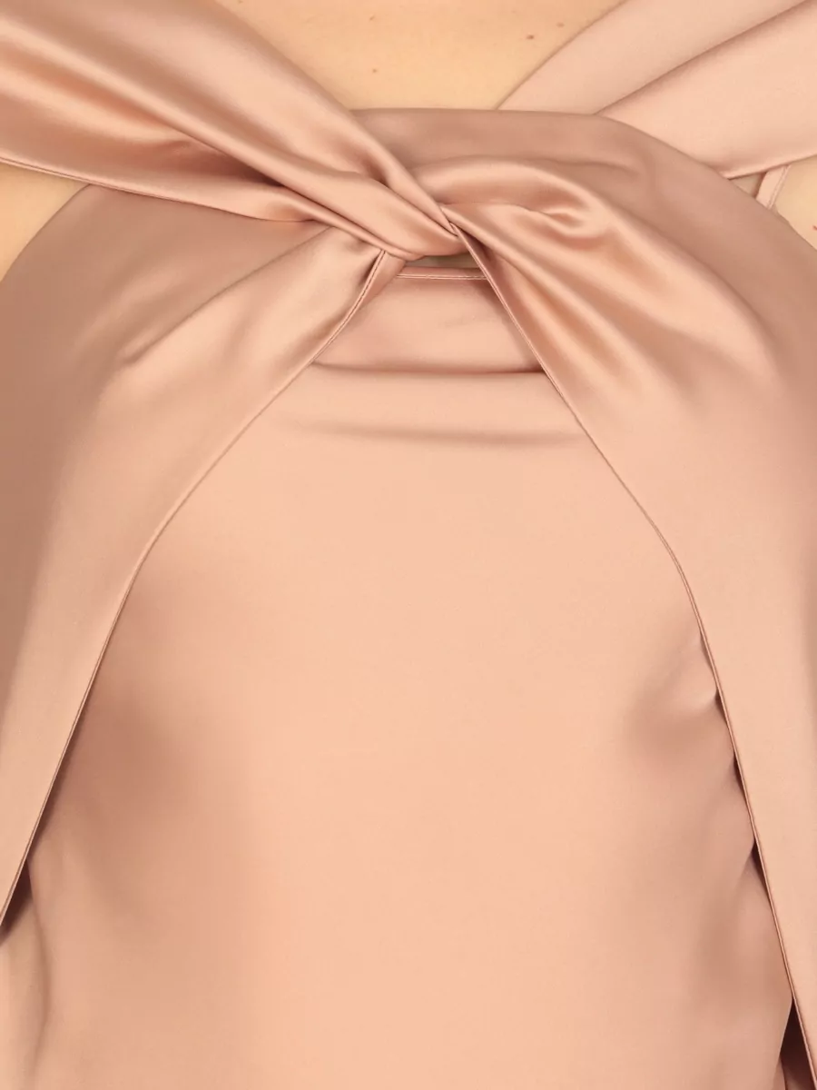 D.exterior Satin V-Neck Sleeveless Knee-Length Gown