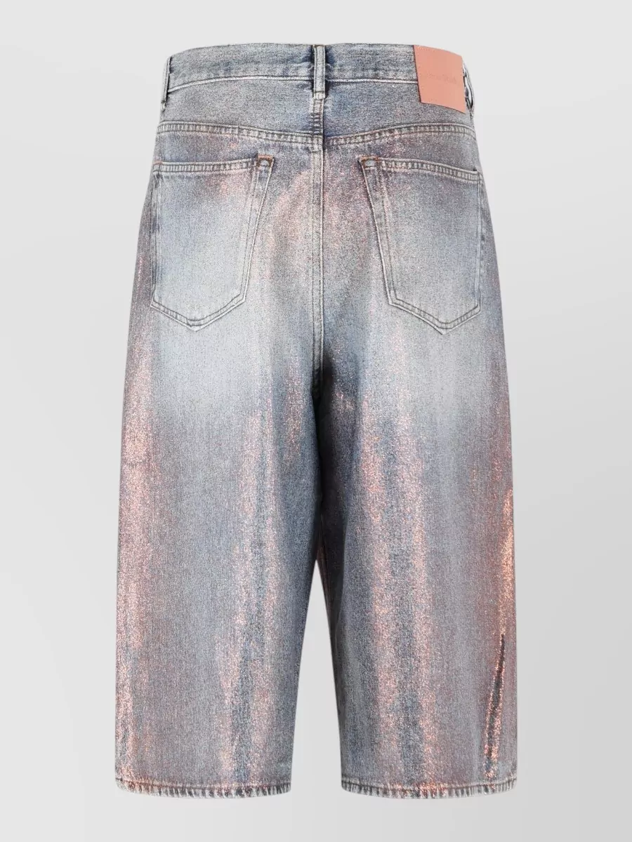 Acne Studios Glitter Effect Knee-Length Denim Bermuda Shorts