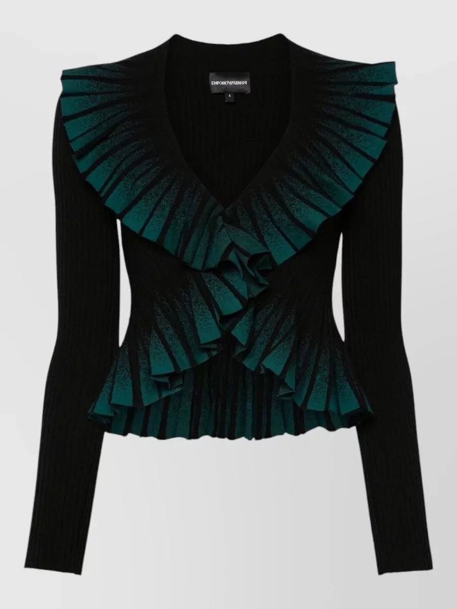 Emporio Armani Ribbed Ombré Open-Front Cardigan