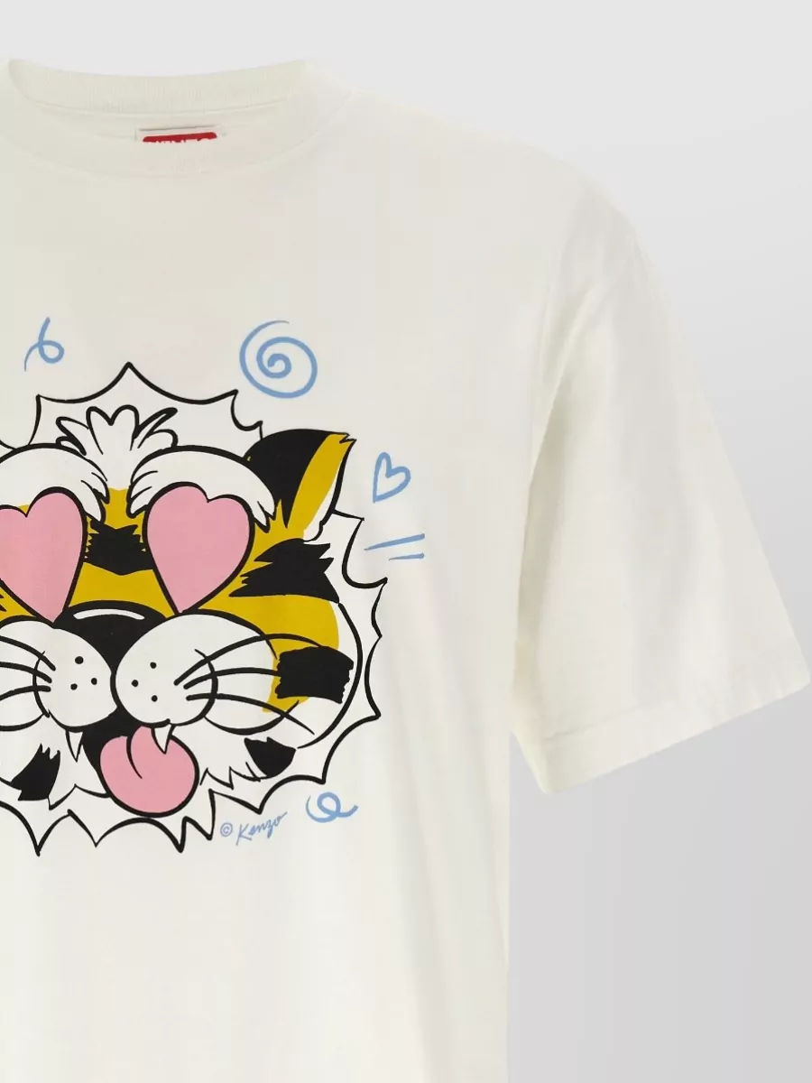 Kenzo Tiger Motif Crew Neck Short Sleeve T-Shirt