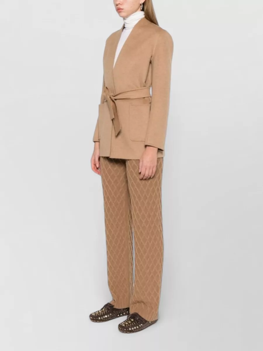 Max Mara Wool Jacket Belted Waist Long Sleeves