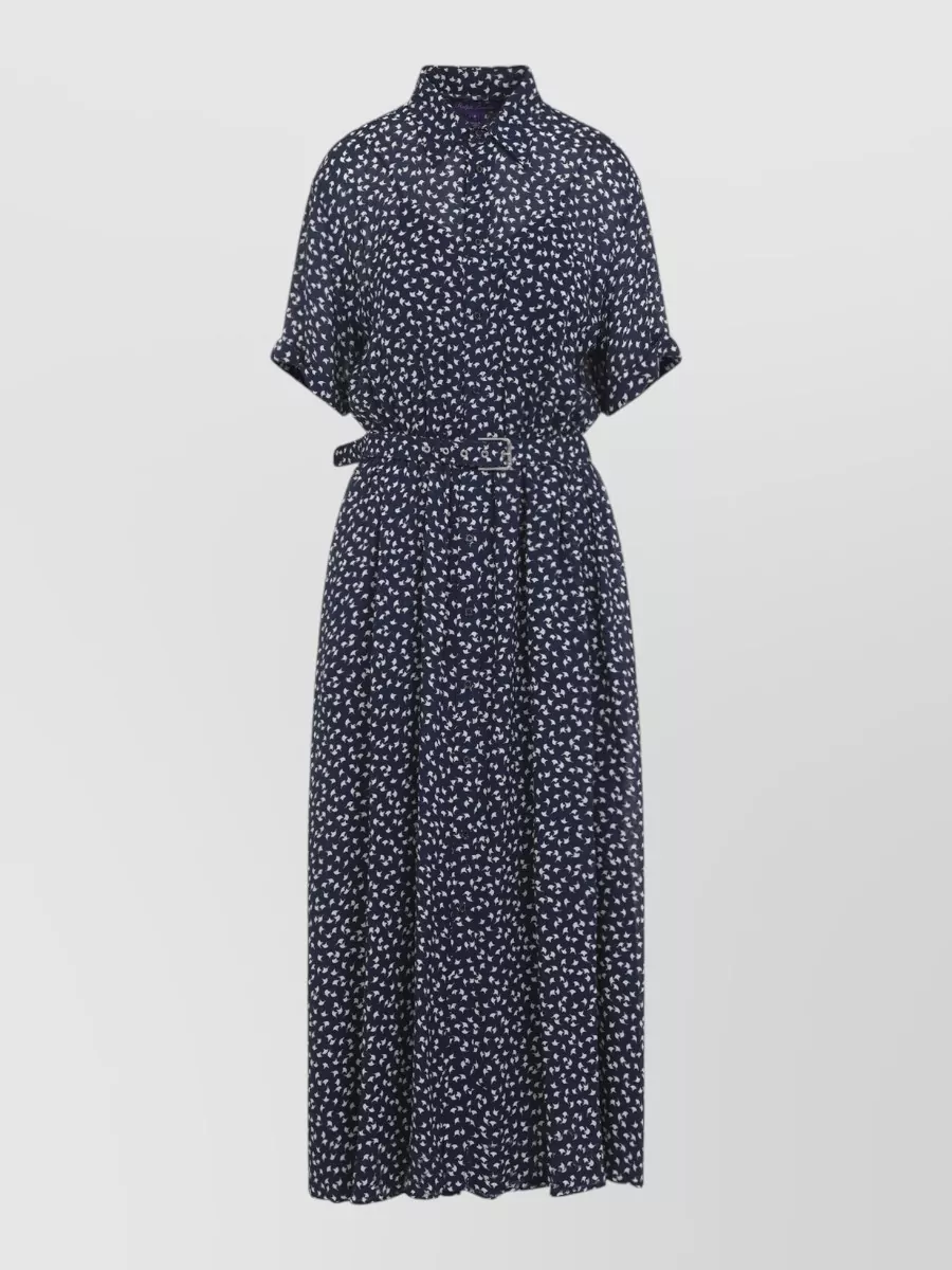 Ralph Lauren Collection Sura Dress Short Sleeves Belted Waist Print