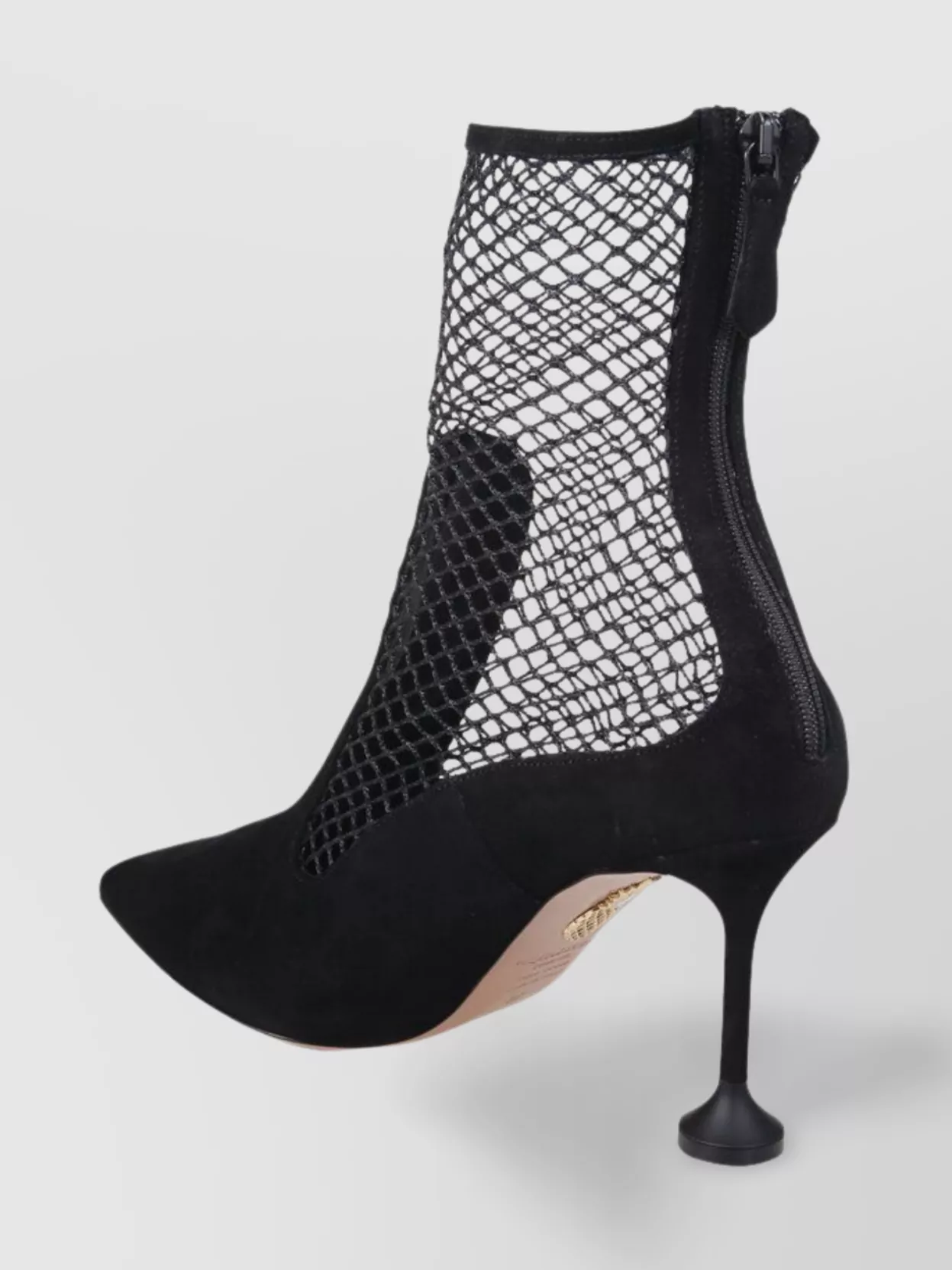 Aquazzura Brera Mesh Suede Stiletto Ankle Booties In Black