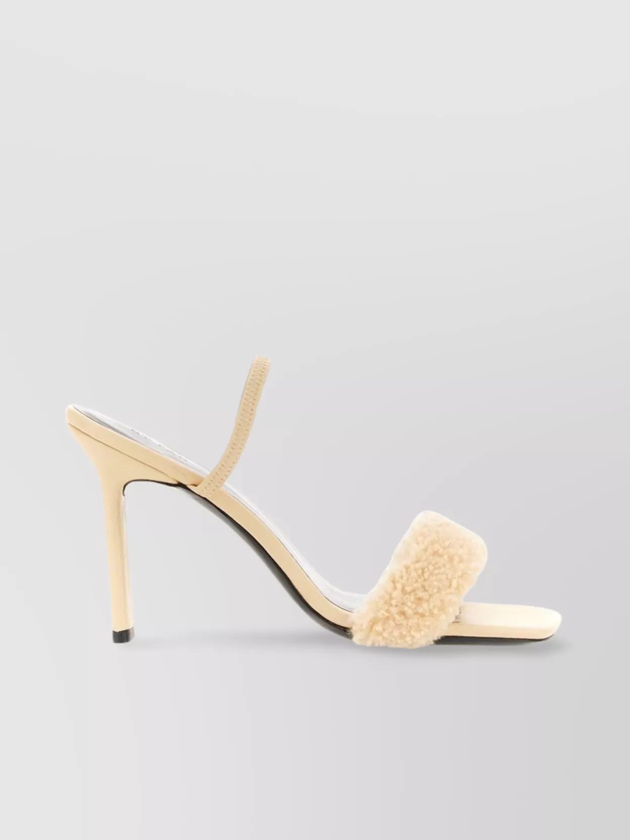 By Far Pink Ada 100 Shearling Trim Leather Sandals