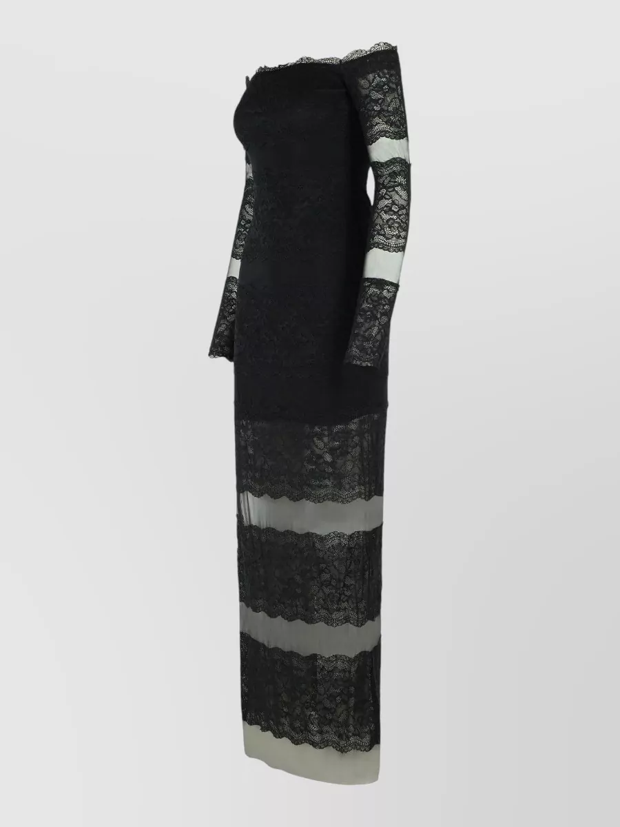 Blumarine Long Stretch Nylon Off Shoulder Dress