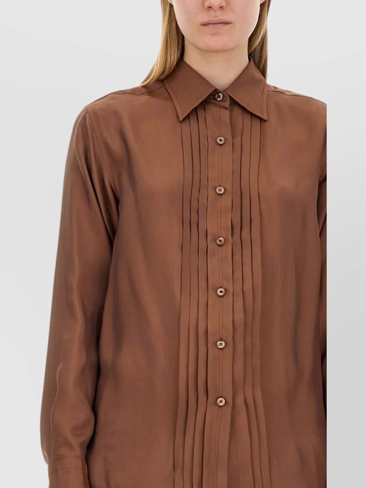 Tom Ford Twill Shirt With Collared Neck And Pleated Detail
