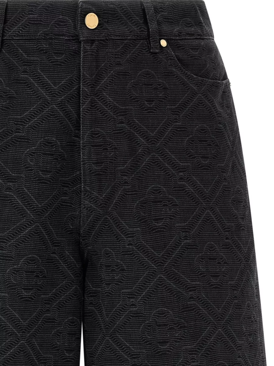 Casablanca Monogram Denim Bermuda Shorts Button Detail