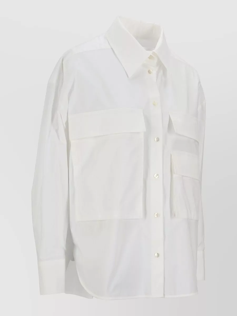 Parosh Shirt Collared Neck Long Sleeves Pockets