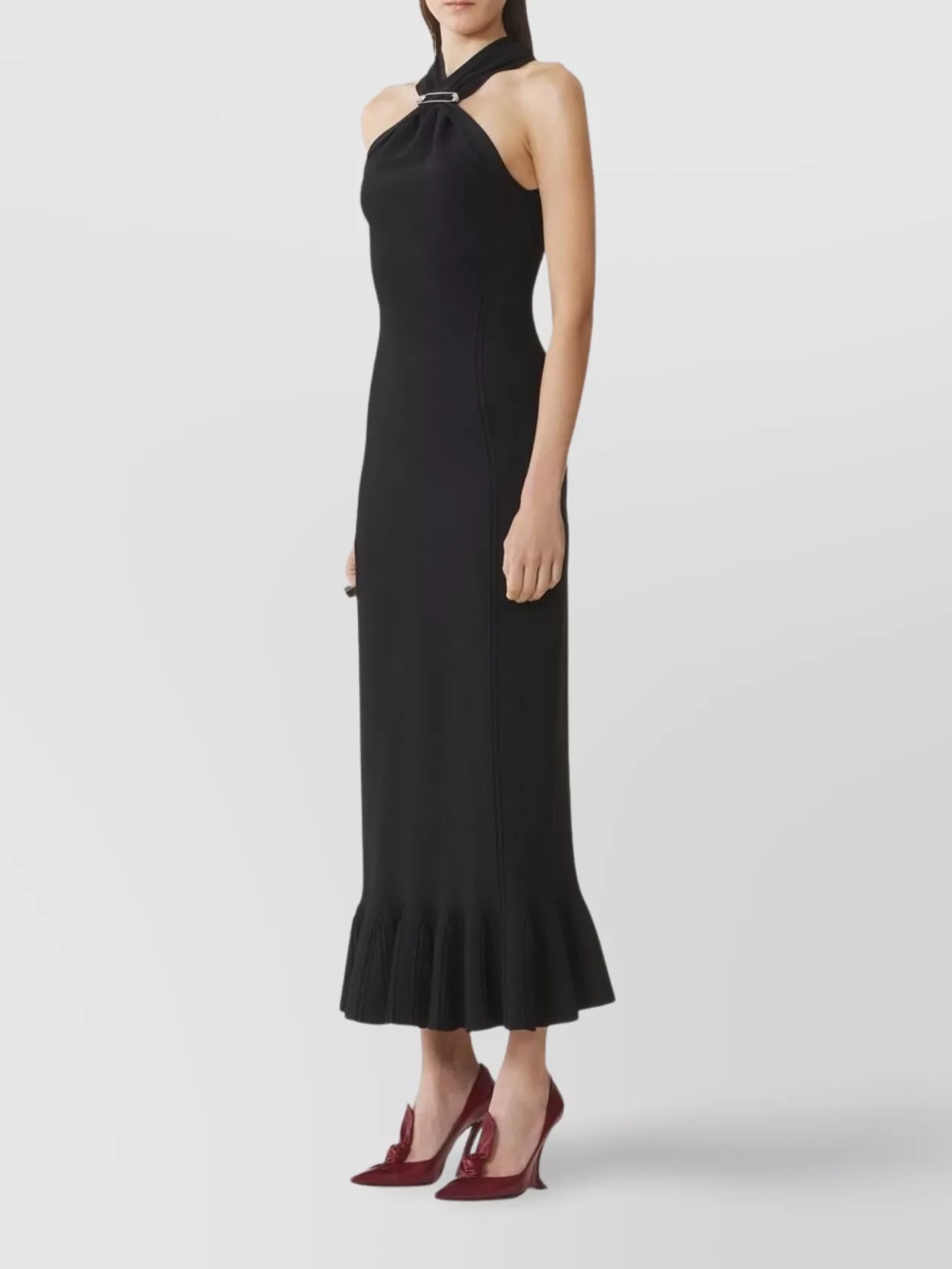 Lanvin Halterneck Sleeveless Pleated Hem Dress