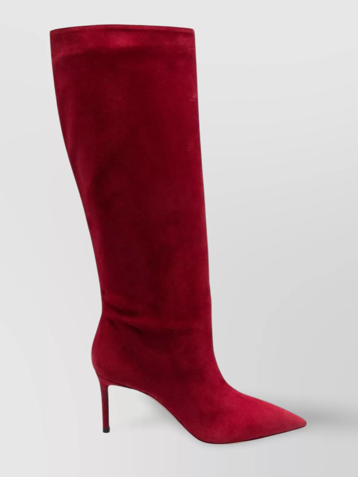 Shop Aquazzura Knee-length Pointed Toe Boots In Burgundy