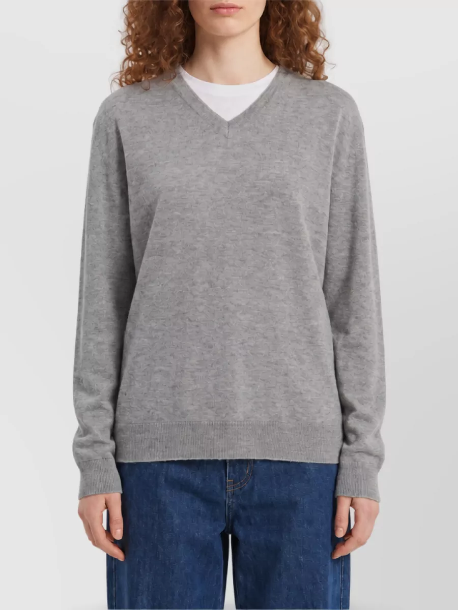 The Row Cashmere Ribbed V-Neck Sweater
