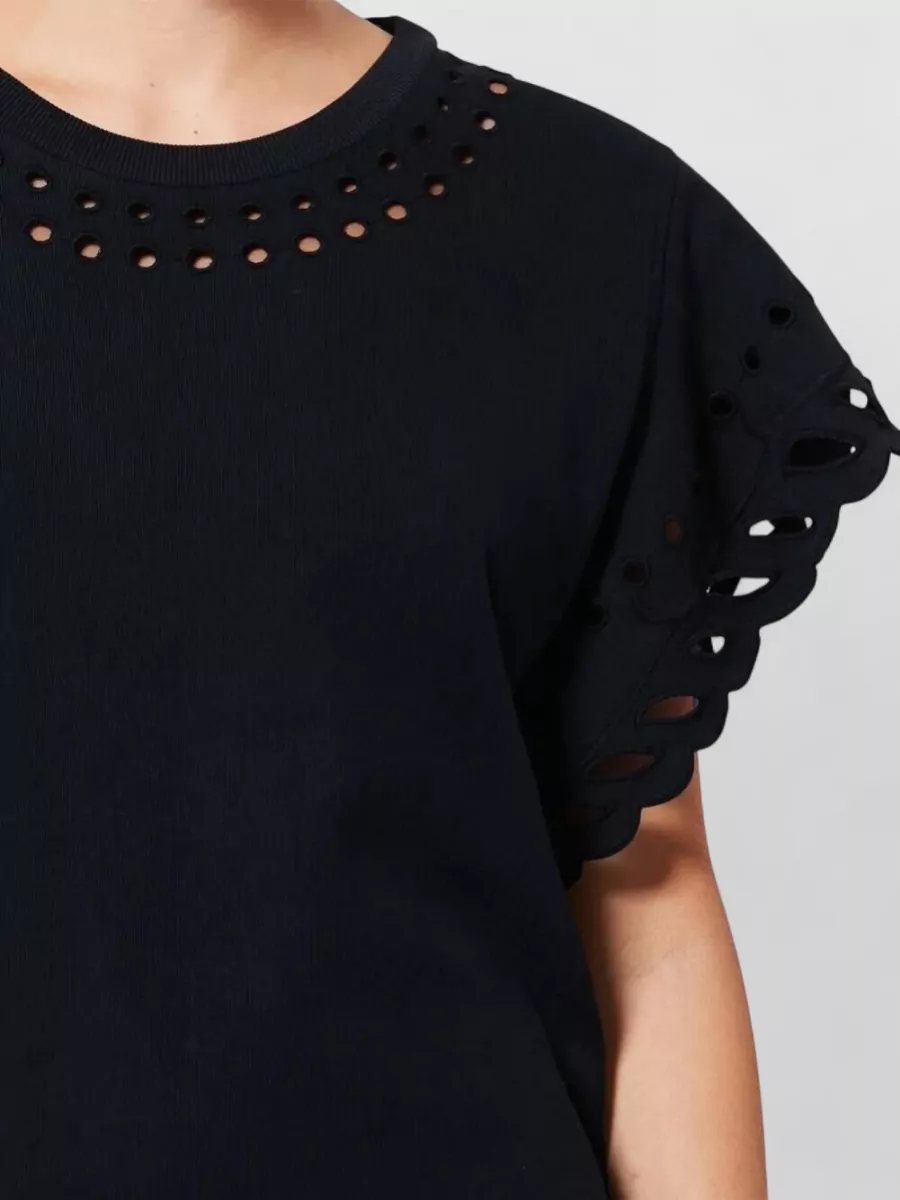 Isabel Marant Etoile Orlane Cotton Dress Round Neck Ruffles