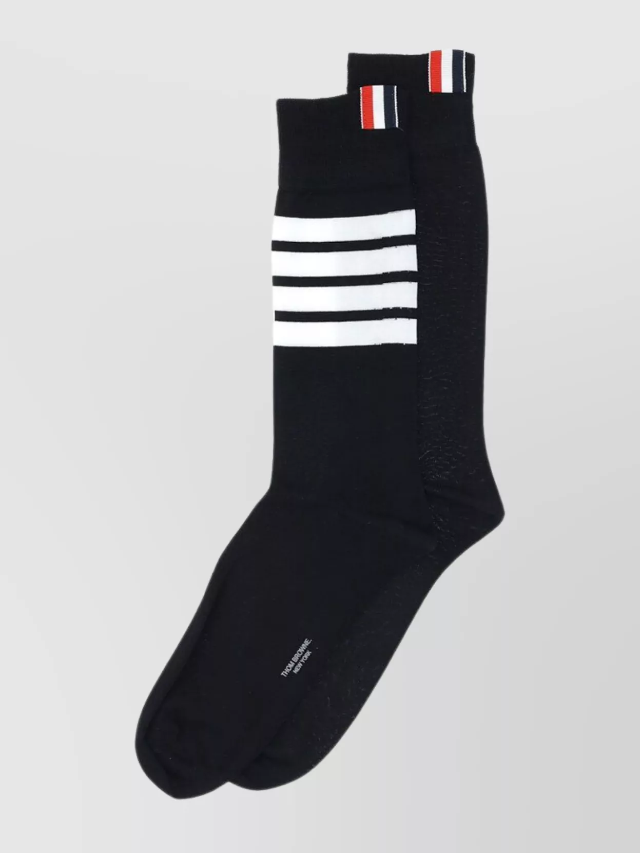 Shop Thom Browne Mid Calf Socks W/ 4bar Striped Pattern