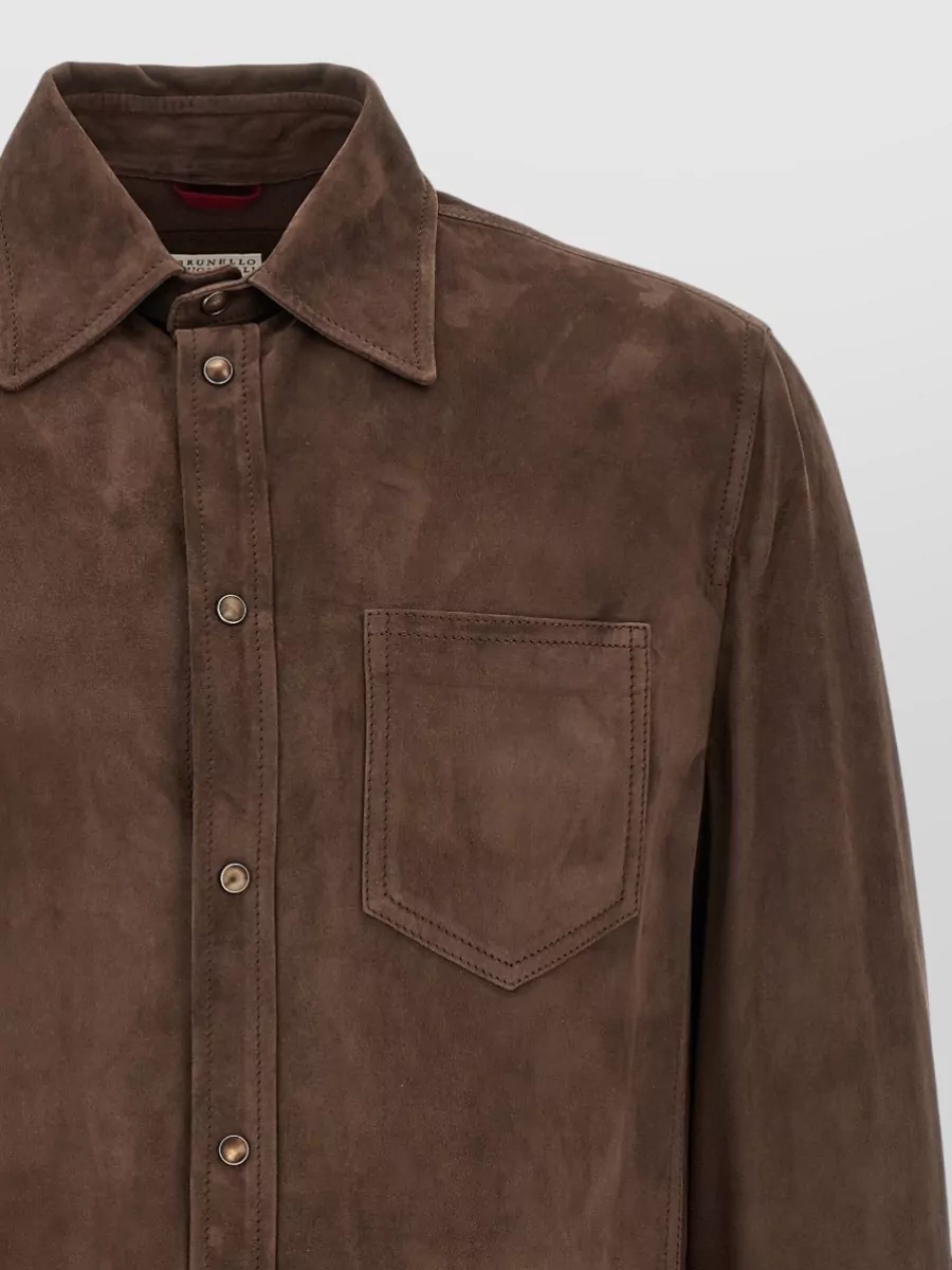 Brunello Cucinelli Suede Paneled Shirt Jacket