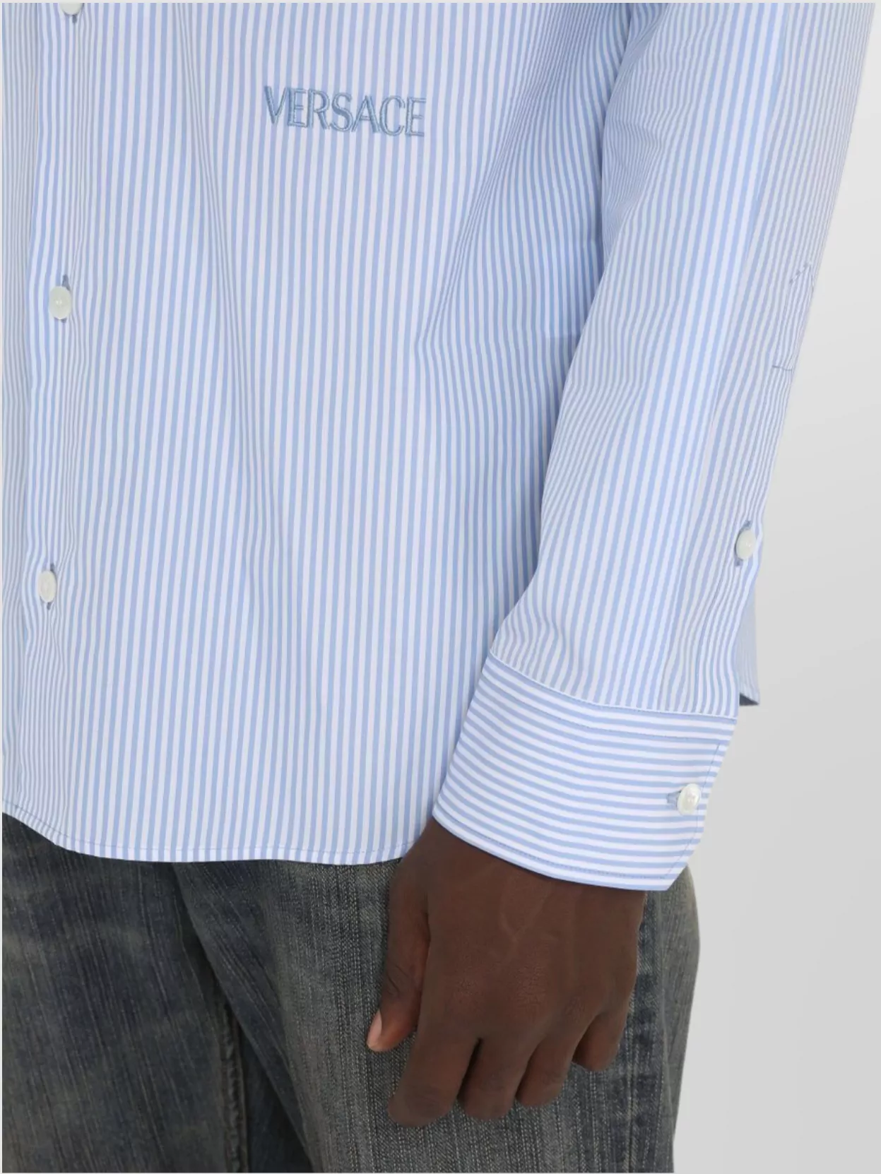 Versace Striped Pointed Collar Shirt