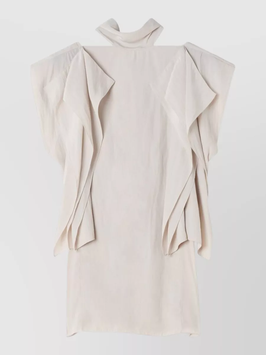Lanvin High Neck Draped Sleeveless Top Ruffles
